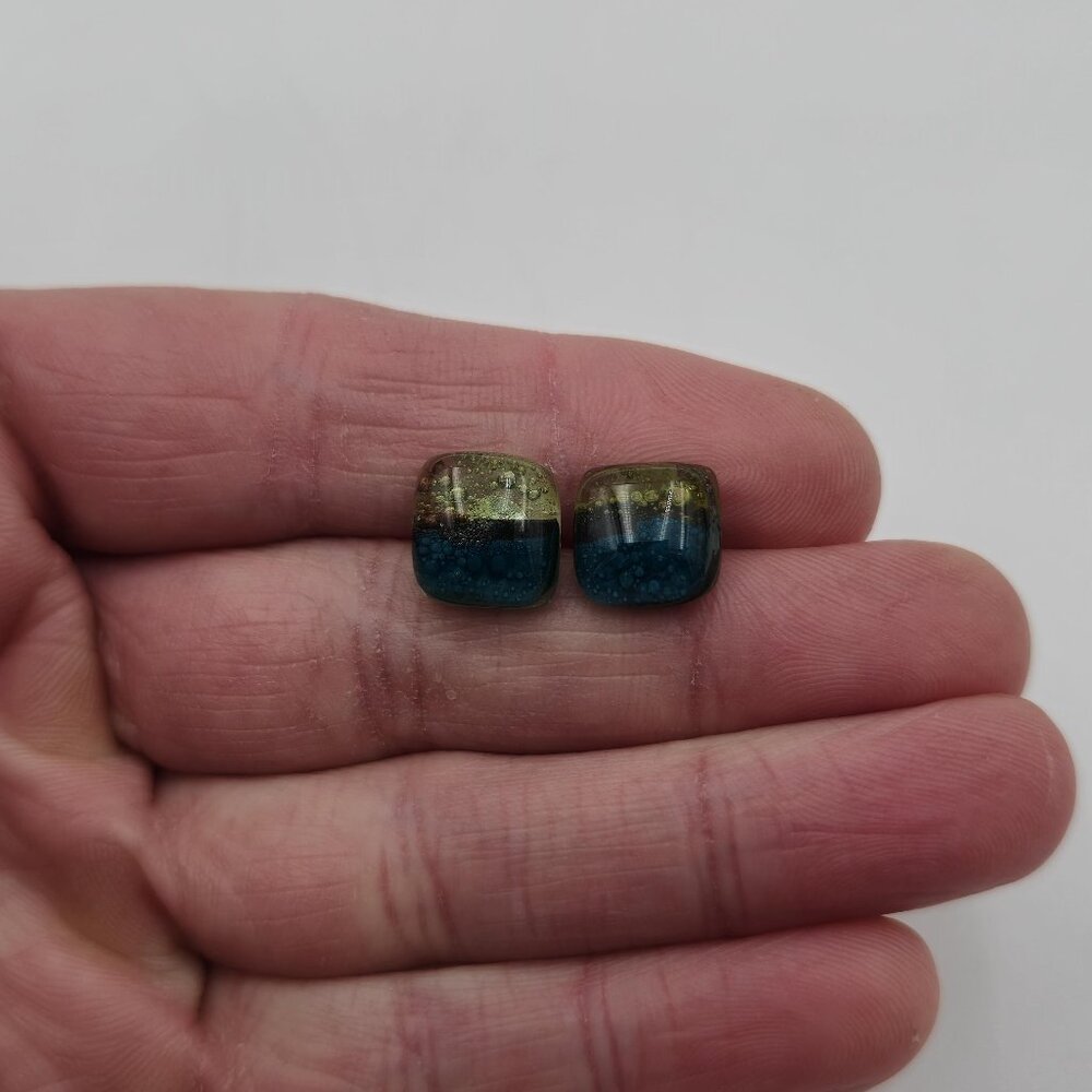 Sterling Silver Handmade Layered Glass Stud Earrings A3811